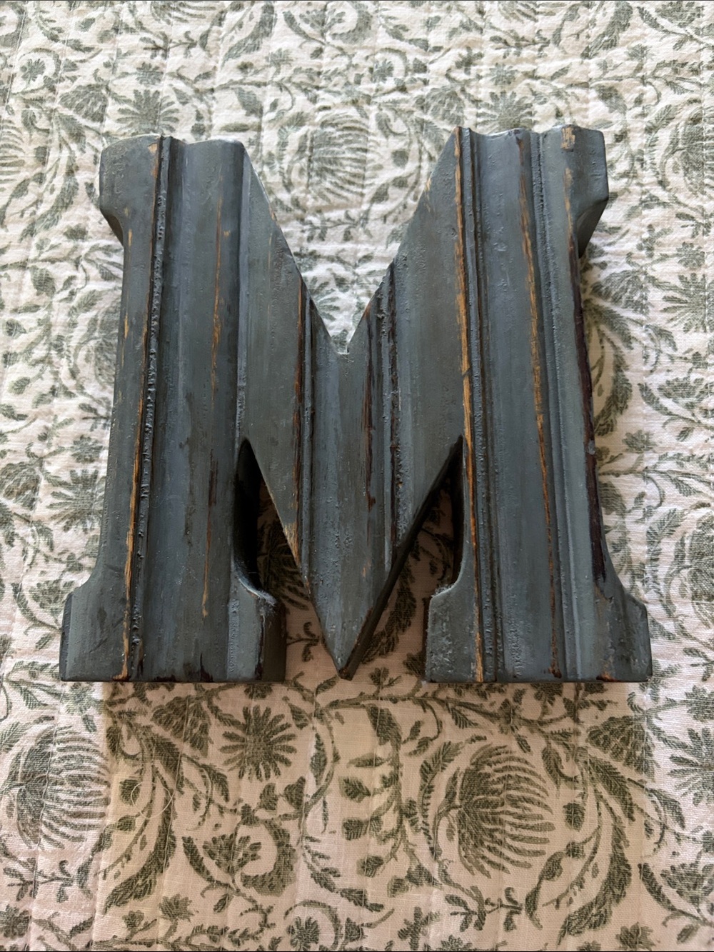 Cynthia Rowley Distressed Charcoal Gray Letter M Wall Accent